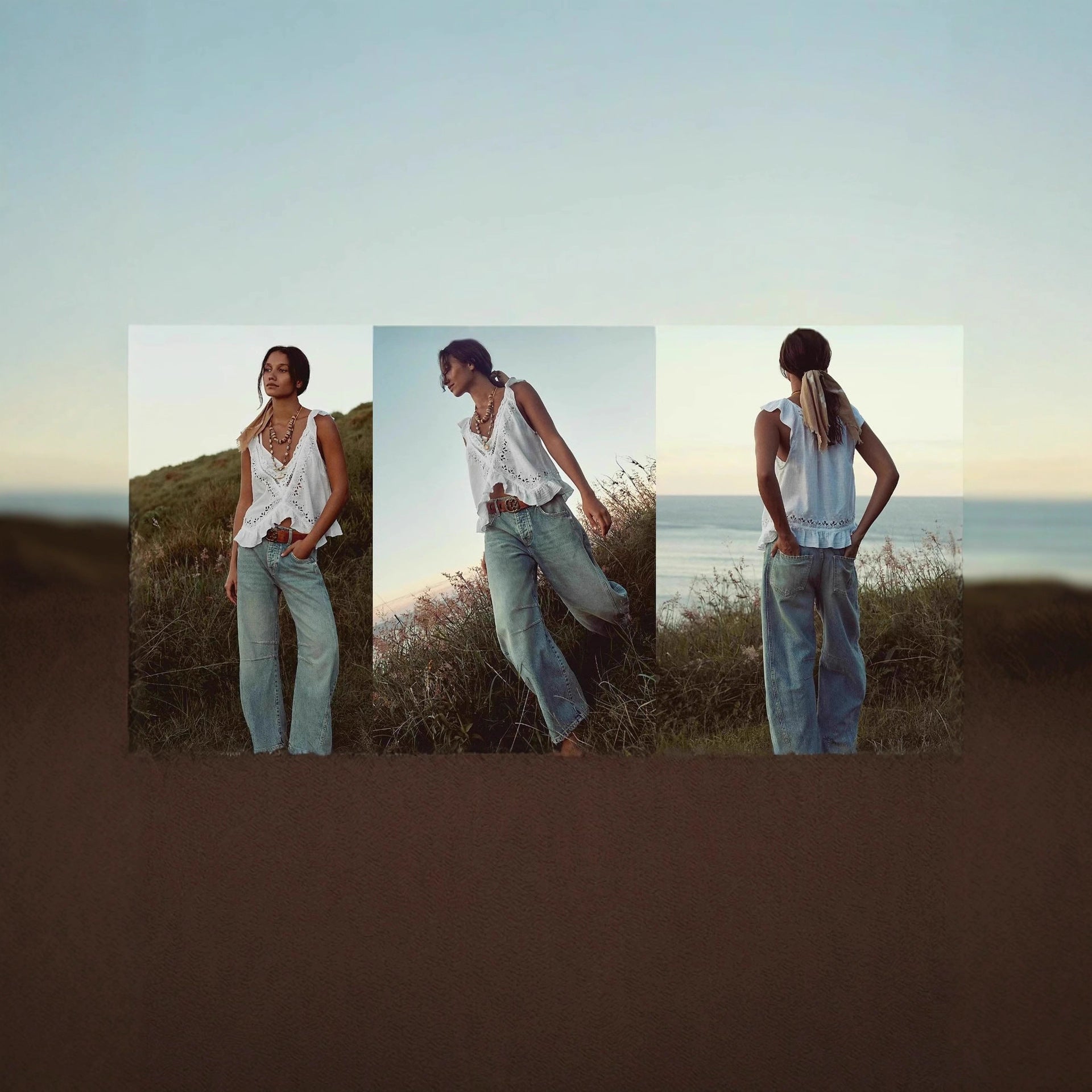 Damen Weite Hochtaillierte Jeans