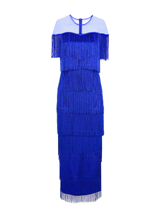 Damen Maxikleid mit Fransen R&B