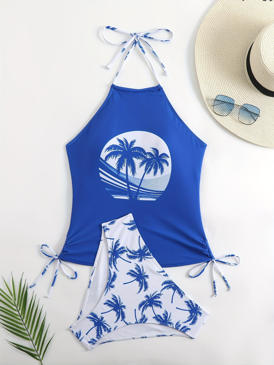 Damen Tankini-Set mit floralem Palmendruck R&B