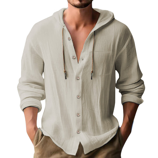 Herren lässiges Kapuzenshirt mit Knopfleiste und praktischen Taschen R&B