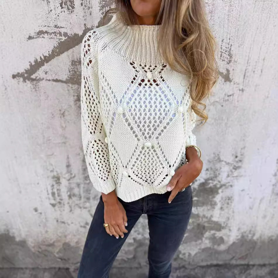 Damen Strickpullover mit offener Maschenstruktur