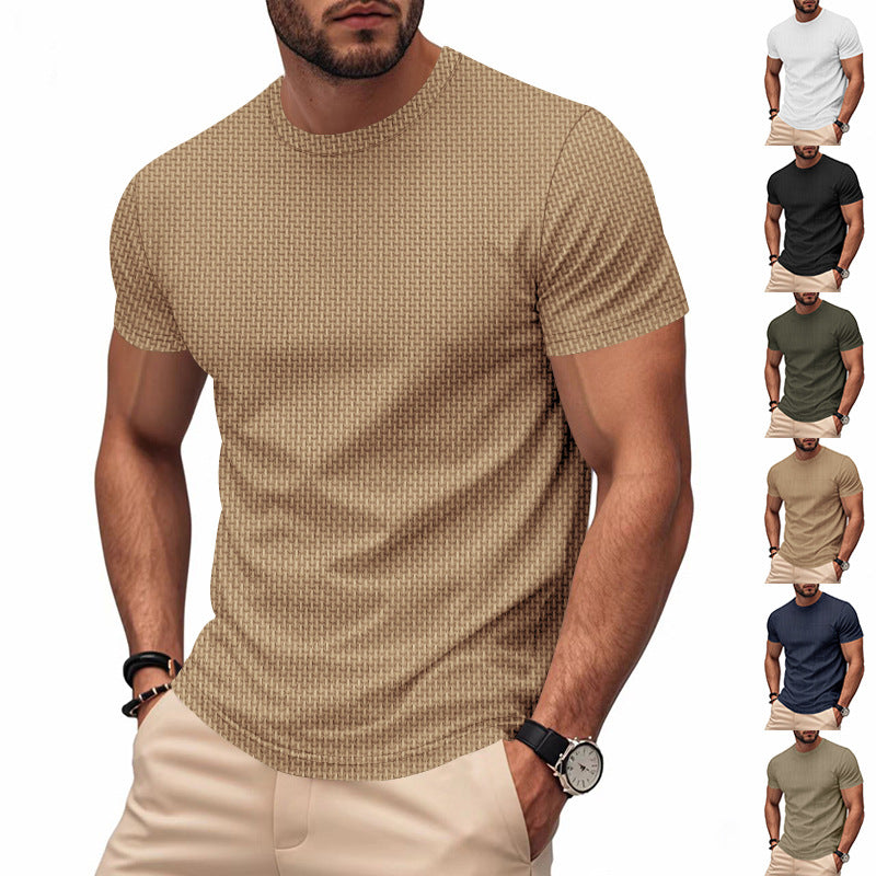 Herren Kurzarm T-Shirt mit strukturiertem Design und atmungsaktiver Baumwolle R&B