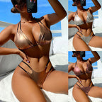 Damen Triangel-Bikini mit verstellbaren Trägern und hohem Beinausschnitt