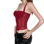 Damen Korsett-Top mit transparentem Design und raffinierten Raffungselementen R&B