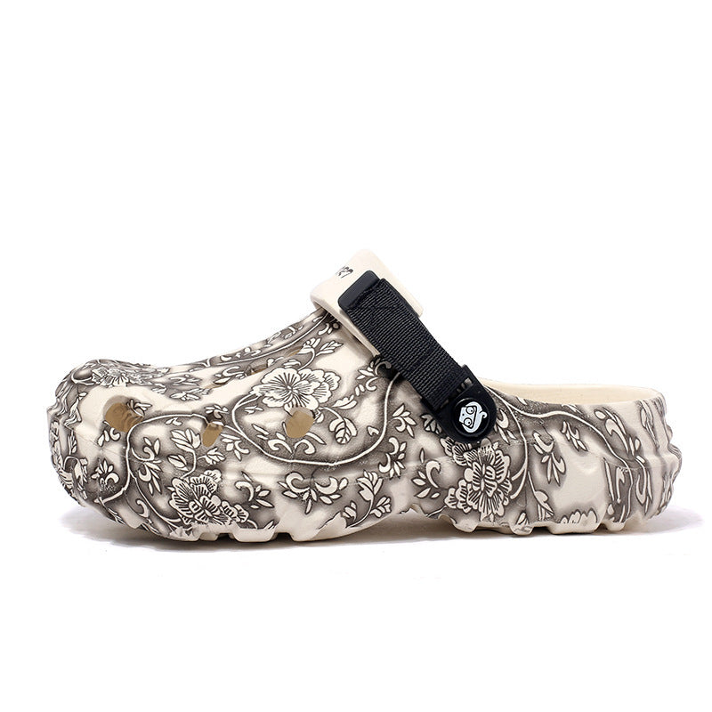 Damen Komfortable Clogs mit verstellbarem Riemen und floralem Design R&B