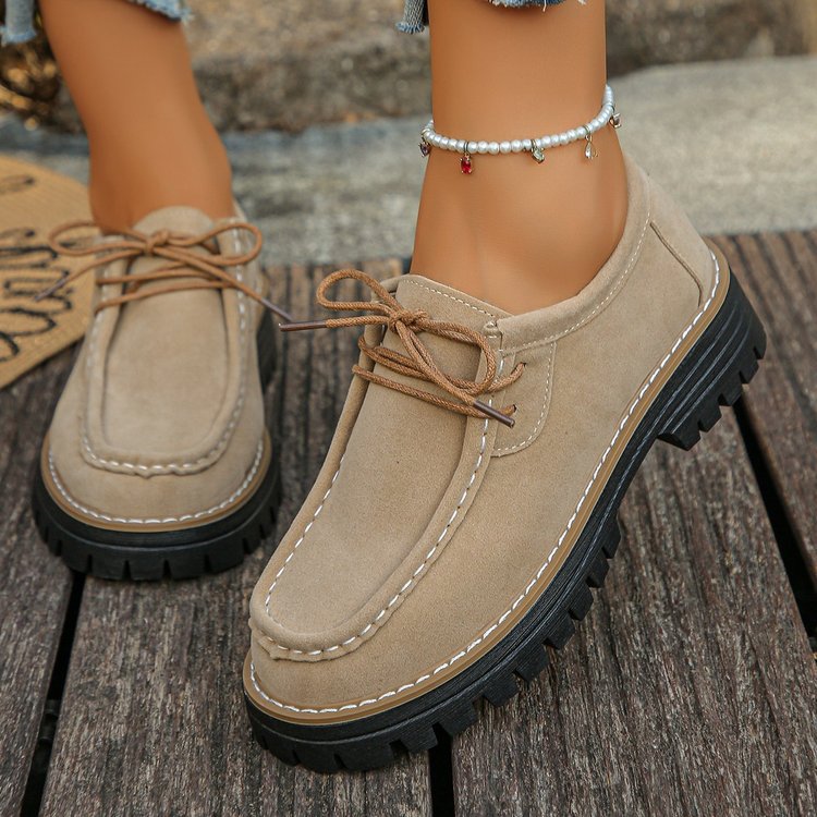 Damen modische Schnürschuhe mit robustem Profil und weichem Wildleder R&B