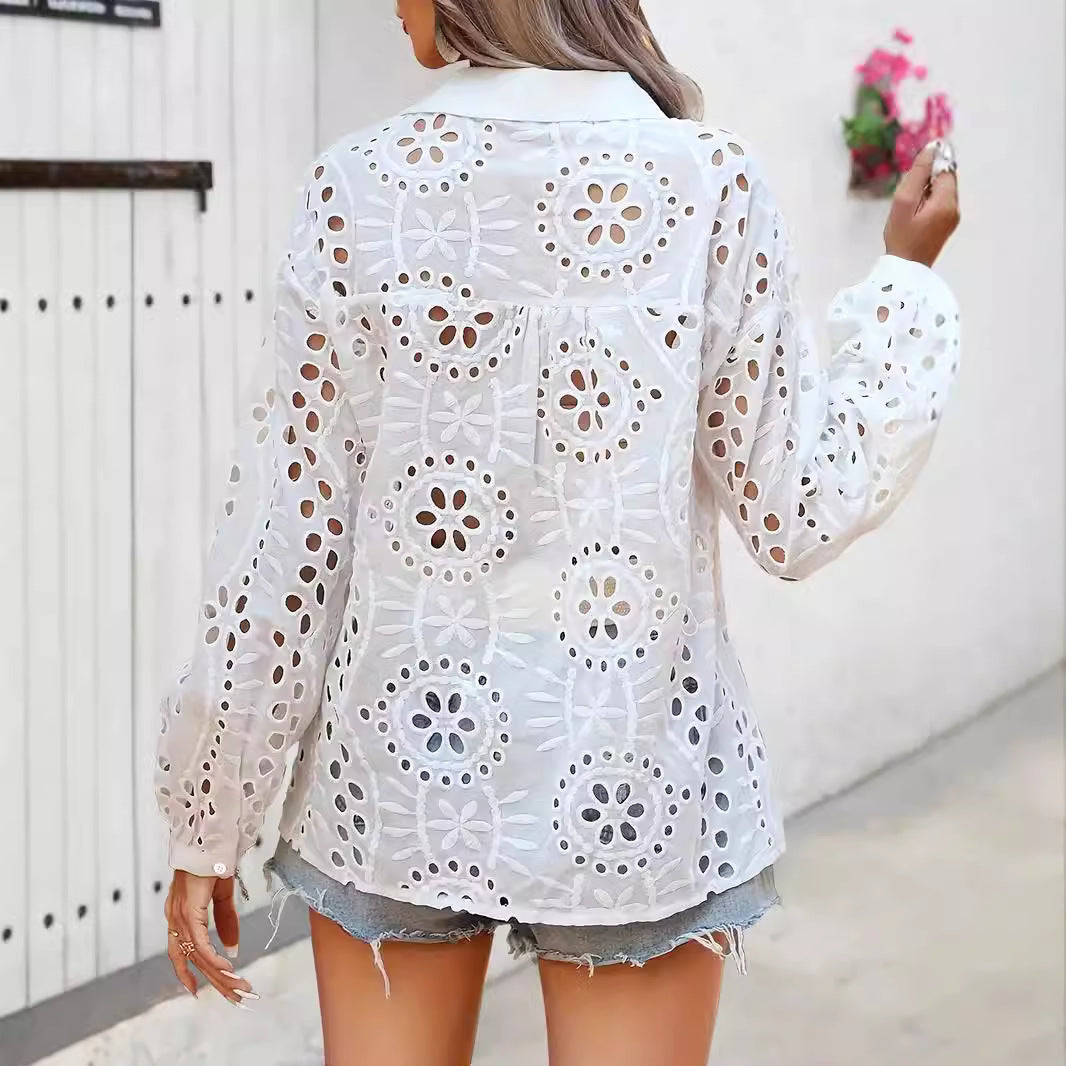 Damen Elegante Bluse mit Spitzenmuster R&B