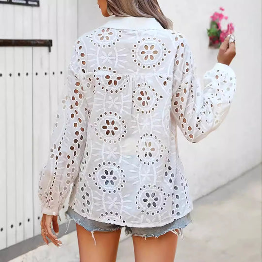Damen Elegante Bluse mit Spitzenmuster R&B
