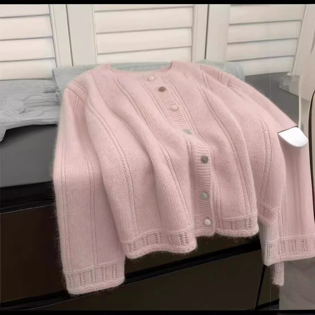 Damen Grobstrick-Cardigan mit geschmackvollem Knopfverschluss und weiten Ärmeln R&B