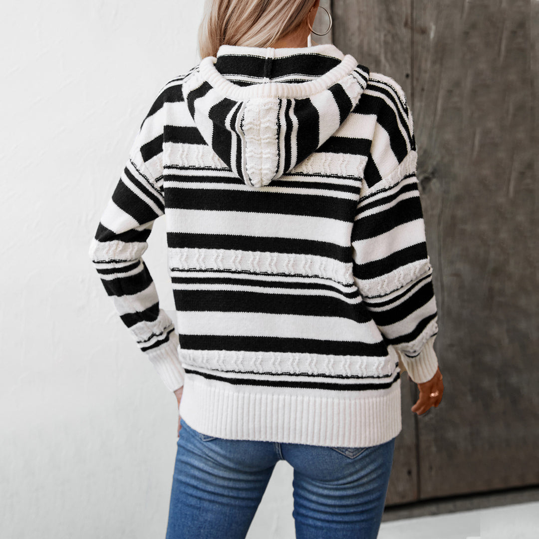 Damen Kapuzensweater mit modernen Streifenmustern R&B