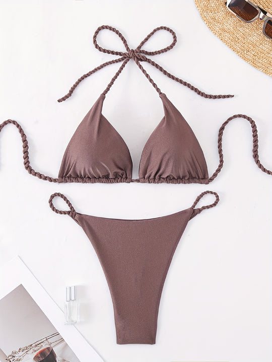 Damen Triangel-Bikini mit geflochtenen Trägern R&B