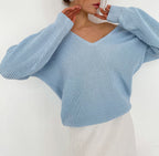 Damen Modischer Strickpullover mit tiefem V-Ausschnitt und schmeichelhaftem Schnitt R&B