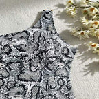 Damen Einteiliger Badeanzug mit asymmetrischem Design und schickem Schlangenmotiv R&B