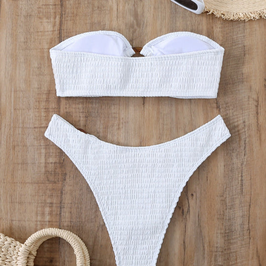 Damen Bikini-Set mit strukturiertem Bustier-Oberteil und hochgeschnittenen Bottoms R&B