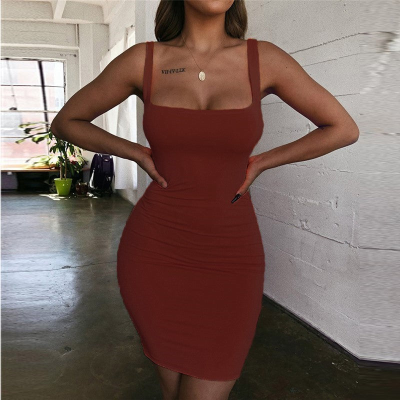 Damen Bodycon Minikleid mit breiten Trägern und taillierter Silhouette R&B
