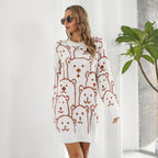 Damen Oversized Pullover mit fröhlichem Bärenmotiv R&B