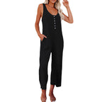 Damen Komfortabler Jersey-Jumpsuit mit Knopfdetails und Taschen
