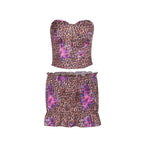 Damen Crop-Top und Shorts Set mit angesagtem Leopardenmuster R&B