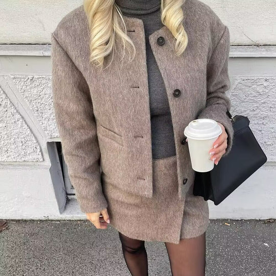 Damen kuschelige, klassische Kurzjacke R&B