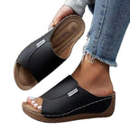 Damen Wedge-Sandalen mit komfortablem Fußbett und modischem Riemendesign R&B