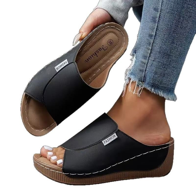 Damen Wedge-Sandalen mit komfortablem Fußbett und modischem Riemendesign R&B