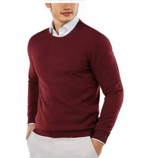 Herren eleganter Rundhals-Pullover aus feiner Baumwolle R&B