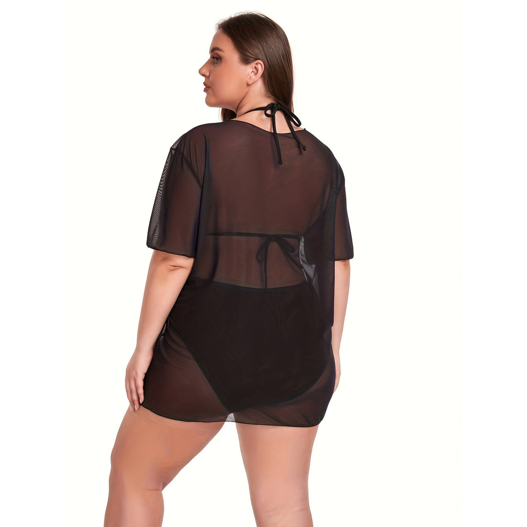 Damen Transparente Strandbluse mit sommerlichem Aufdruck R&B
