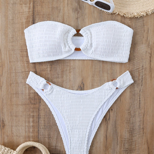 Damen Bikini-Set mit strukturiertem Bustier-Oberteil und hochgeschnittenen Bottoms R&B