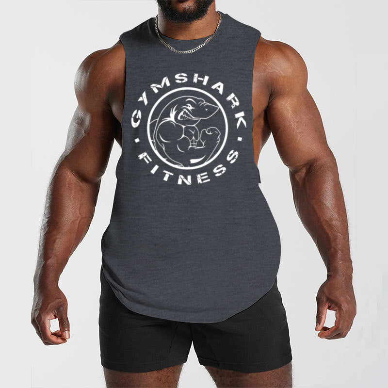 Herren nan ärmelloses Muskelshirt mit extra tiefen Armöffnungen und großem Logodruck R&B
