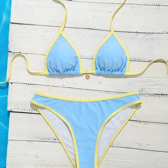 Damen Triangel-Bikini mit eleganten Kontrastdetails R&B