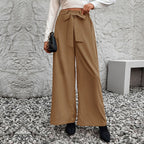 Damen weit geschnittene Hochbundhose mit Bindegürtel
