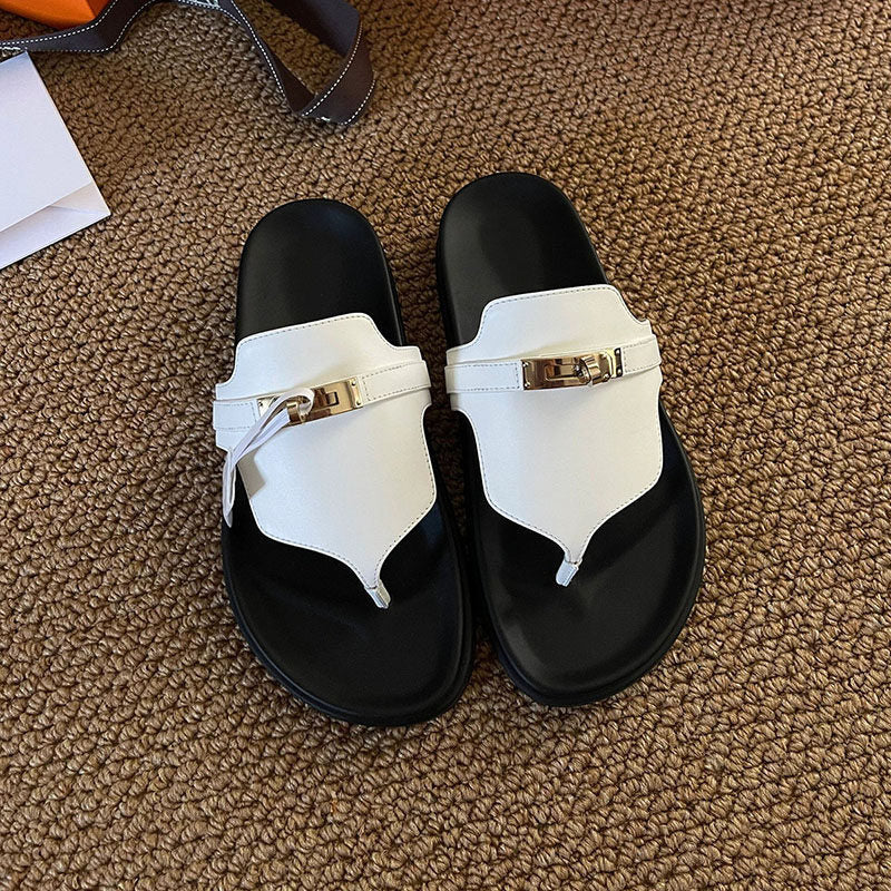 Damen elegante Zehentrenner-Sandalen mit luxuriösem Riemendesign und Komfortfußbett R&B
