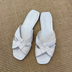 Damen modische Riemensandalen mit elegante Knotenakzent und komfortabler Innensohle R&B
