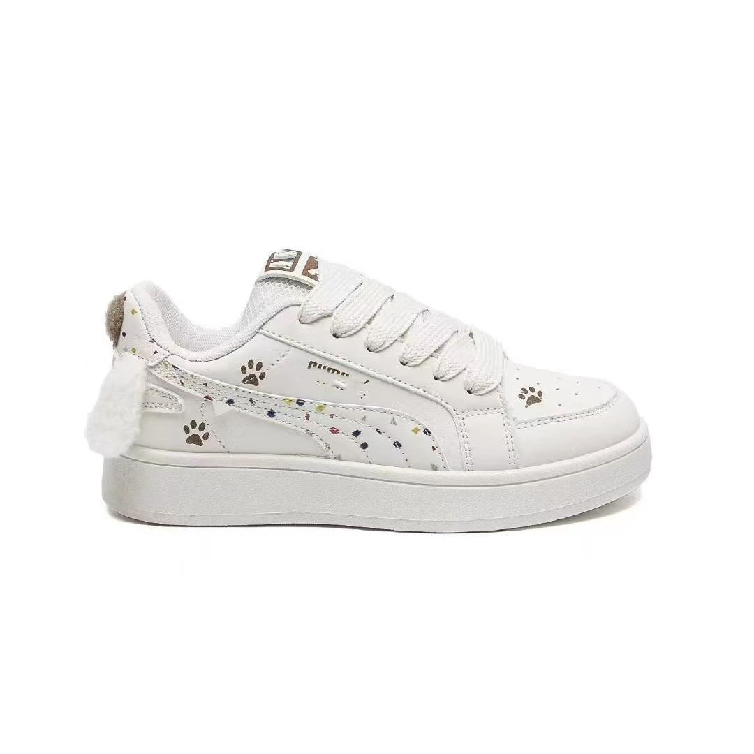 Damen Sneakers mit süßem Tierdesign und flauschigen Details