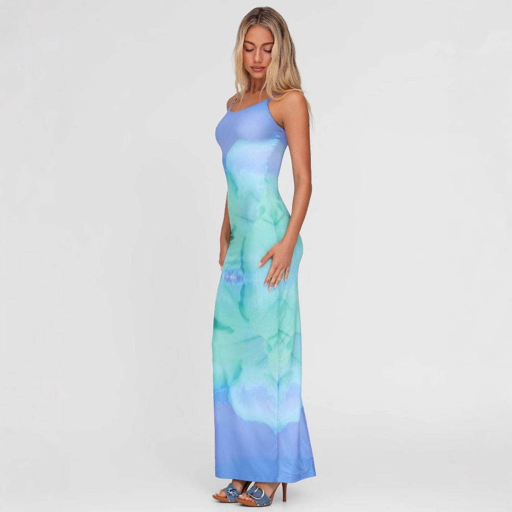 Damen Maxikleid im eleganten Fluid-Design mit feinen Spaghettiträgern R&B