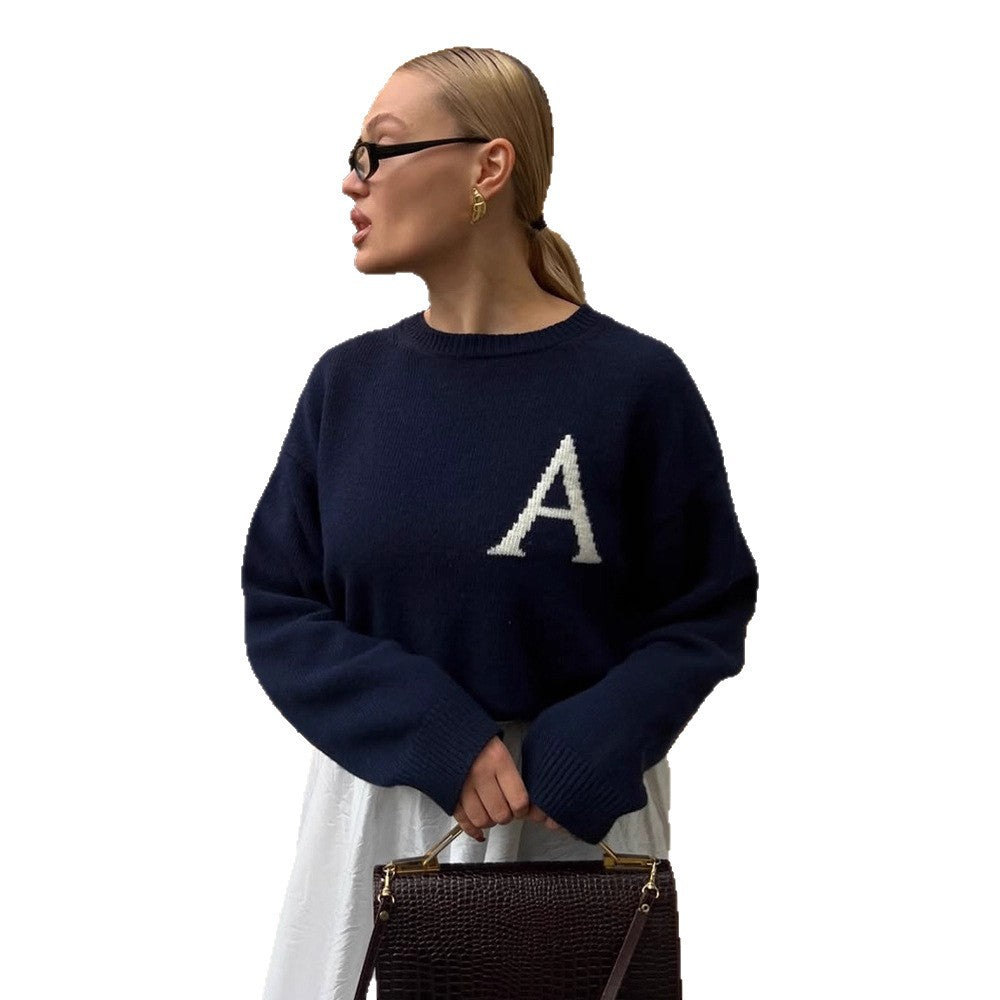 Damen lässiger Pullover mit einzigartigem Monogramm R&B