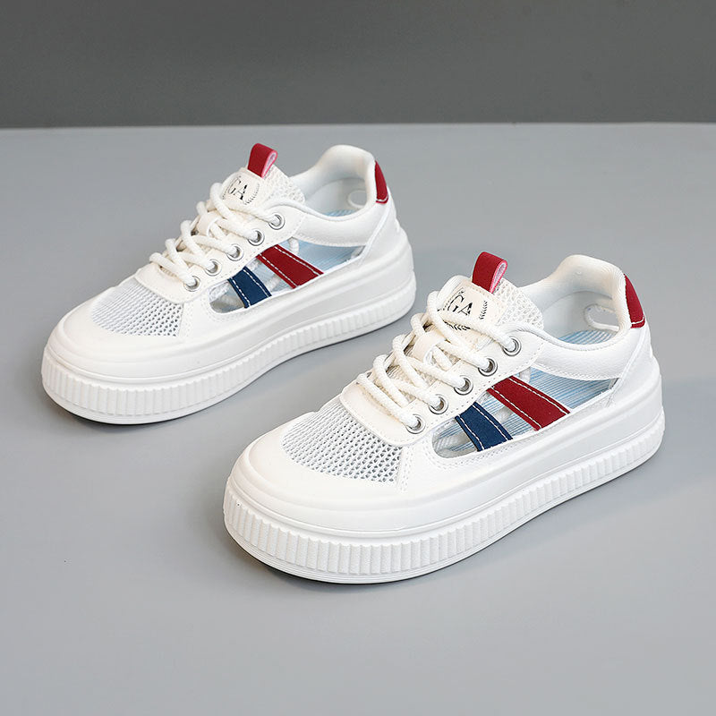 Damen Sportliche Plateau Sneakers mit atmungsaktiver Mesh-Konstruktion und rutschfester Laufsohle R&B