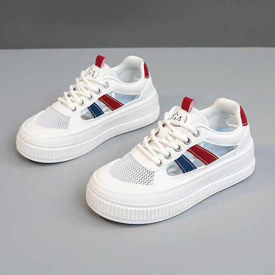 Damen Sportliche Plateau Sneakers mit atmungsaktiver Mesh-Konstruktion und rutschfester Laufsohle R&B