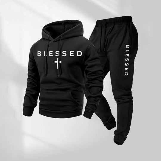Damen Sweatshirt- und Jogginghose-Set mit modernem Schriftzug und praktischen Taschen R&B