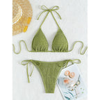 Damen Triangel-Bikini-Set mit feinen Rüschendetails und verstellbaren Bindändern