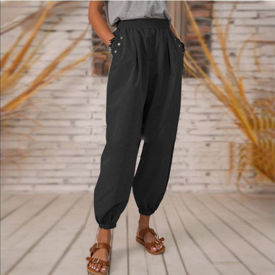 Damen Bequeme Hose mit seitlichen Taschen und Gummibund R&B