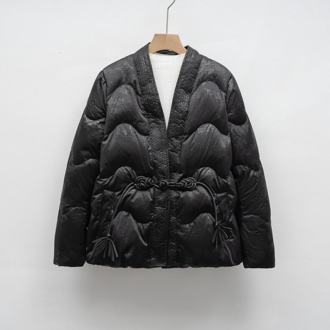 Damen Voluminöse Steppjacke mit Taillenzug und eleganter Struktur R&B