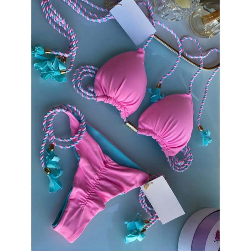 Damen Triangel-Bikini mit verspieltem Trockenband und eleganten Details R&B