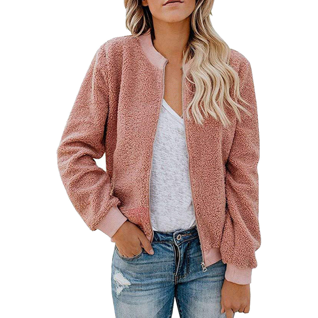 Damen Fleece Bomberjacke mit Stehkragen R&B