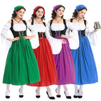 Damen nan RenaissancR&Bauernkleid mit geschnürtem Mieder, schulterfreiem Carmen-Oberteil und weitem Rock R&B