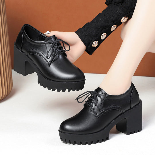 Damen Komfortable Schnürschuhe mit markantem Blockabsatz und rutschfester Sohle R&B