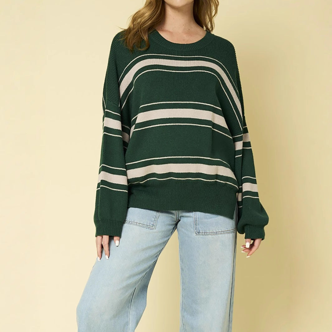 Damen lässiger Pullover mit modernen Streifen R&B