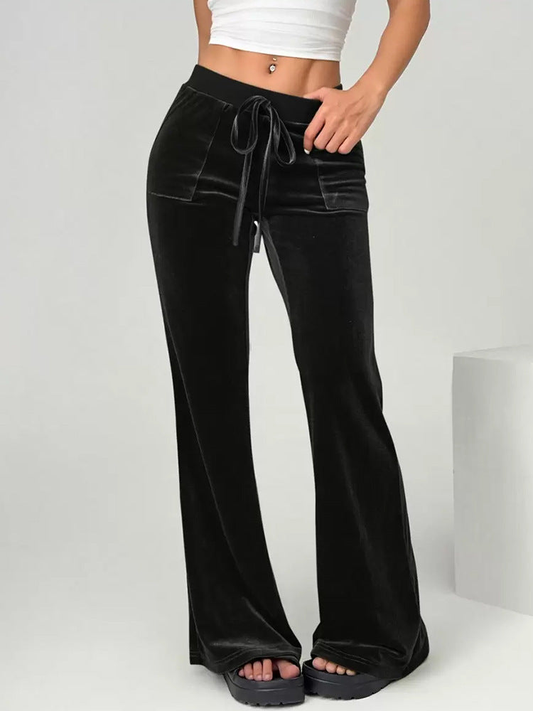 Damen Velours Freizeithose mit elastischem Bund und Taschen R&B