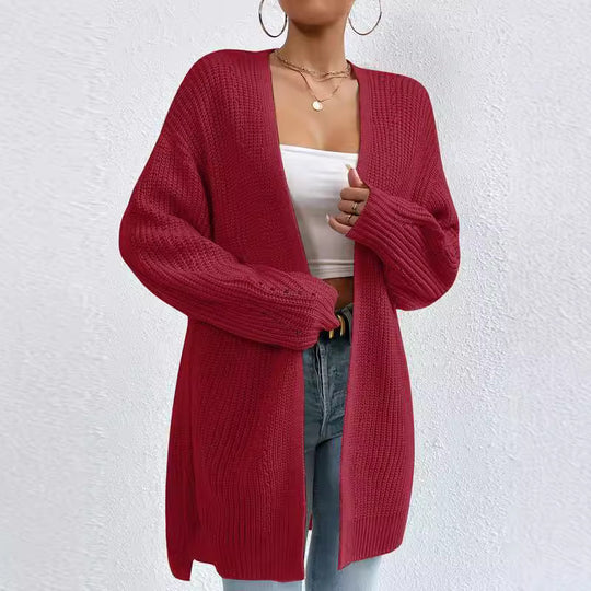 Damen Strickjacke mit luftiger Häkelstruktur und weitem Schnitt R&B