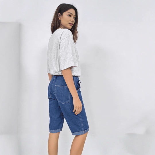 Damen Jeans-Shorts mit elastischem Bund und praktischen Taschen R&B